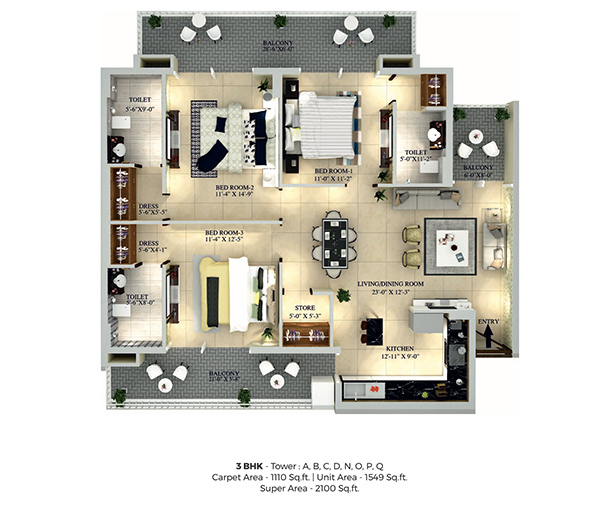 3+S, 4 BHK, 5 BHK, 6 BHK Apartments & Penthouses | Green Lotus Utsav, Zirakpur